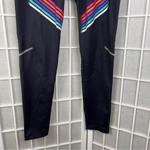 FILA Black Capri Leggings with Rainbow Stripes - Size Large - Picture 3 of 14